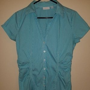 New York & Company Button Up Cuff Sleeve Blouse